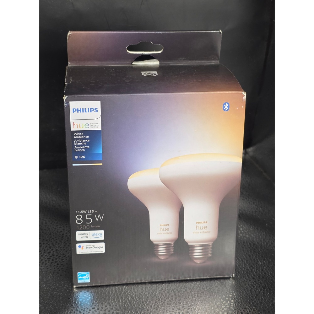 Philips Hue White Ambiance BR30 Smart LED Bulbs 2-Pack 85W 1200 Lumen Bluetooth